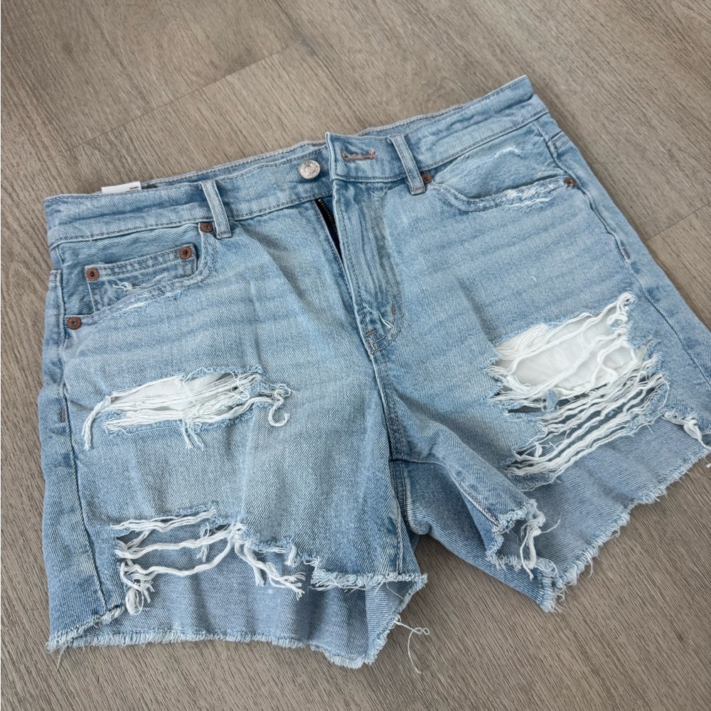 American Eagle Outfitters Blue Distressed Jean Shorts